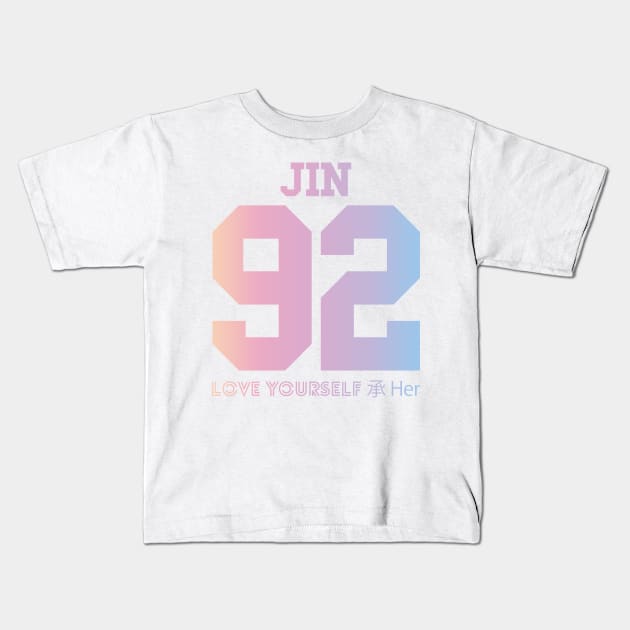 BTS (Bangtan Boys) LOVE YOURSELF 轉 'Her' Jin 92 Jersey Kids T-Shirt by iKPOPSTORE